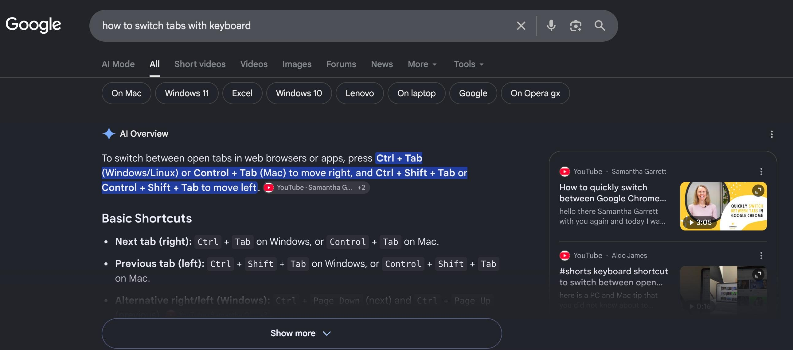 Google's AI Overview for