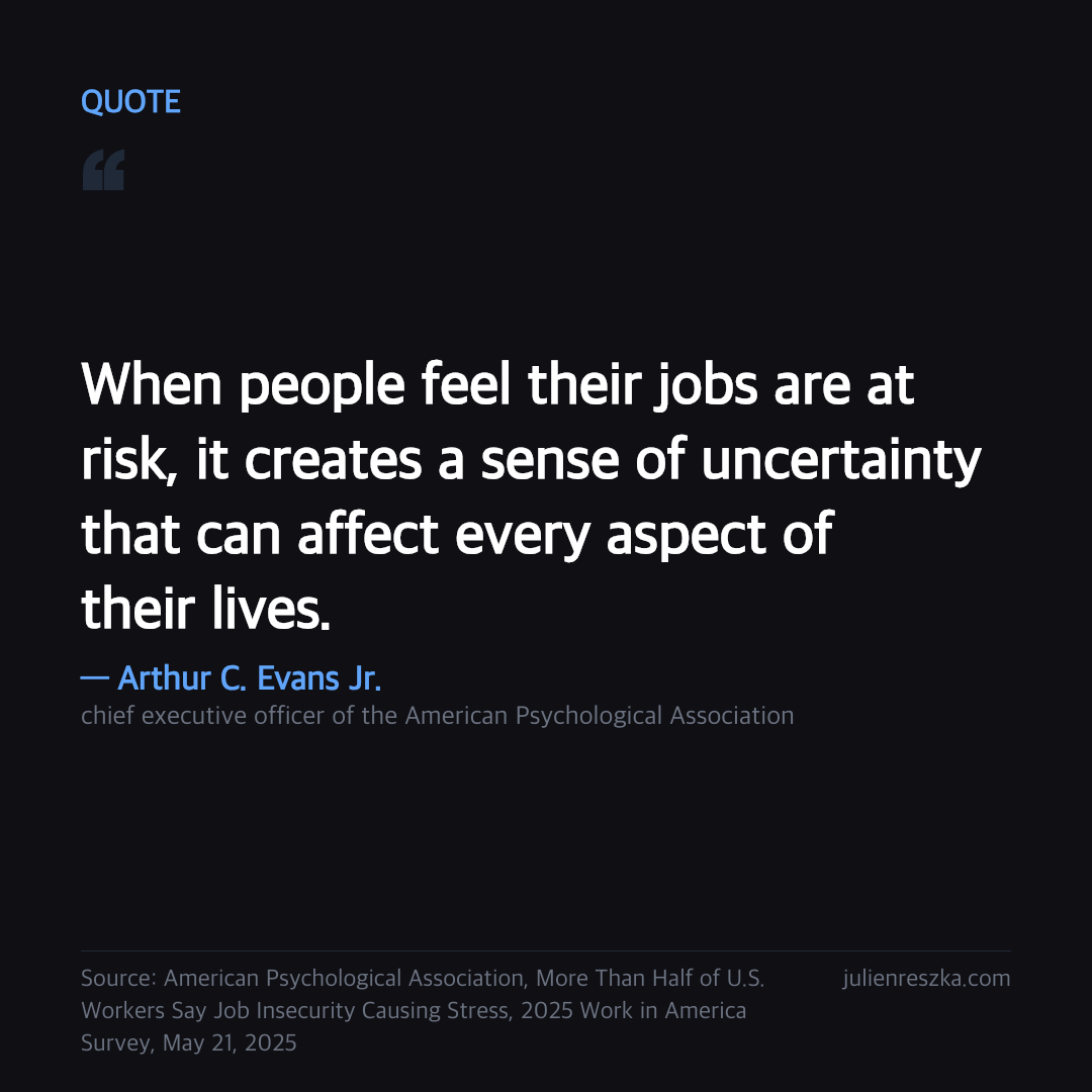 Quote: When people feel their jobs are at risk, it creates a sense of uncertainty that can affect every aspect of their lives. — Arthur C. Evans Jr.