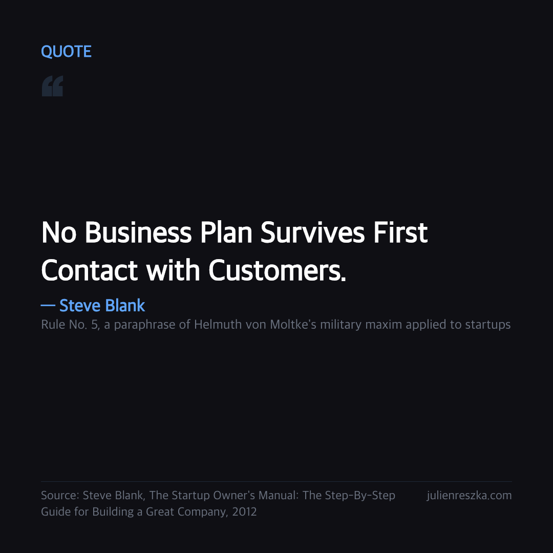 Quote: No Business Plan Survives First Contact with Customers. — Steve Blank